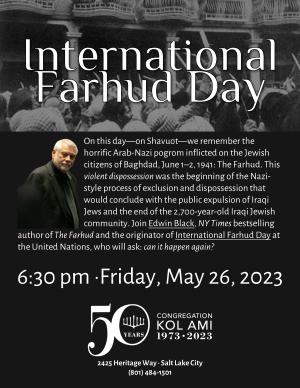 Special Event: Edwin Black on The Farhud for Congregation Kol Ami