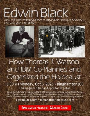 Special event: Edwin on IBM and the Holocaust, Binghamton, Oct 2026