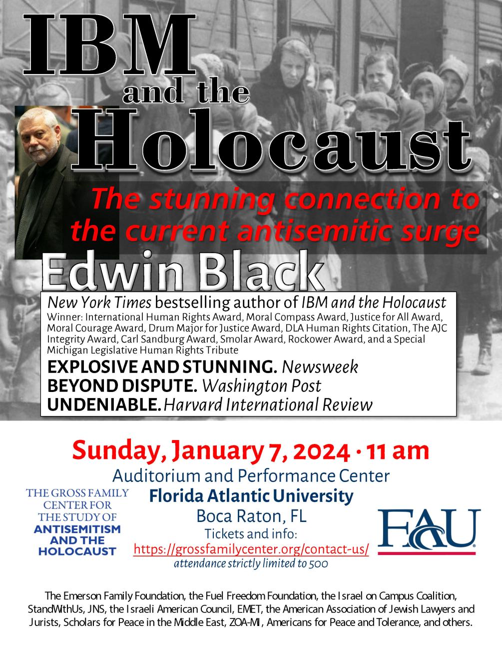 Special Event: Edwin Black on IBM and the Holocaust for the Gross Family Center