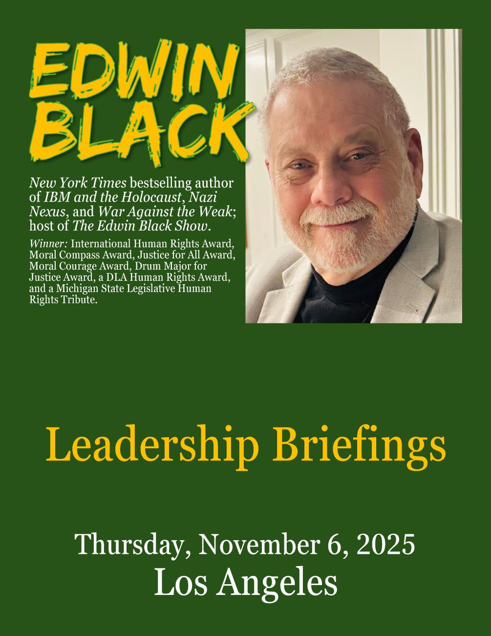 Special Event: Edwin Black Presents Leadership Briefings in Los Angeles