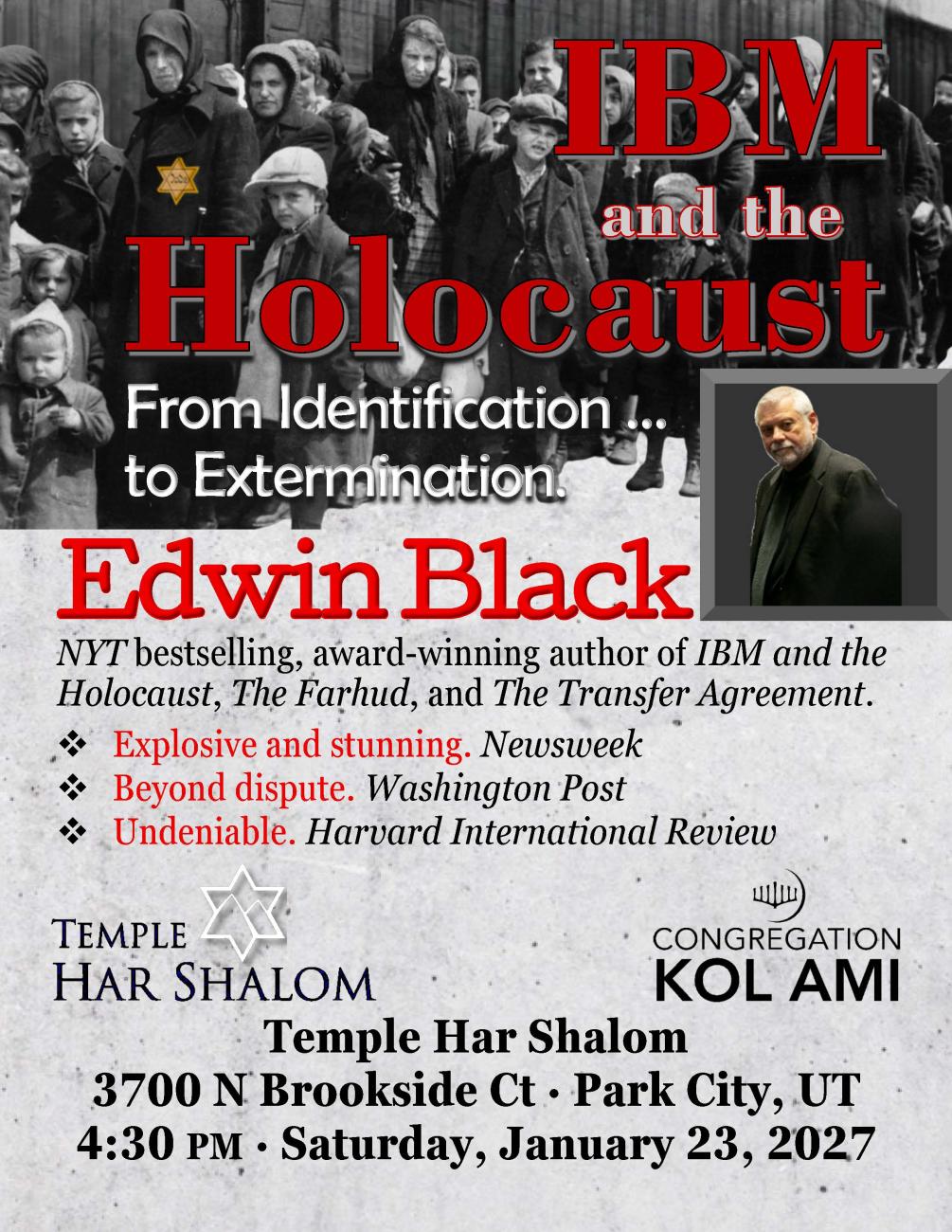 Special event: Edwin Black on IBM for Temple Har Shalom