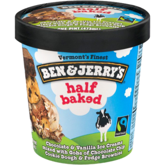 A carton of Ben & Jerry's Half-Baked ice cream