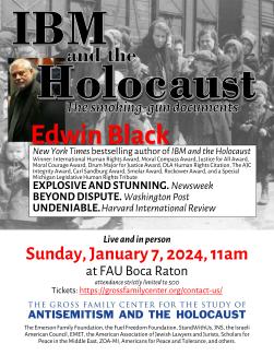 Special Event: Edwin Black on IBM and the Holocaust for the Gross Family Center